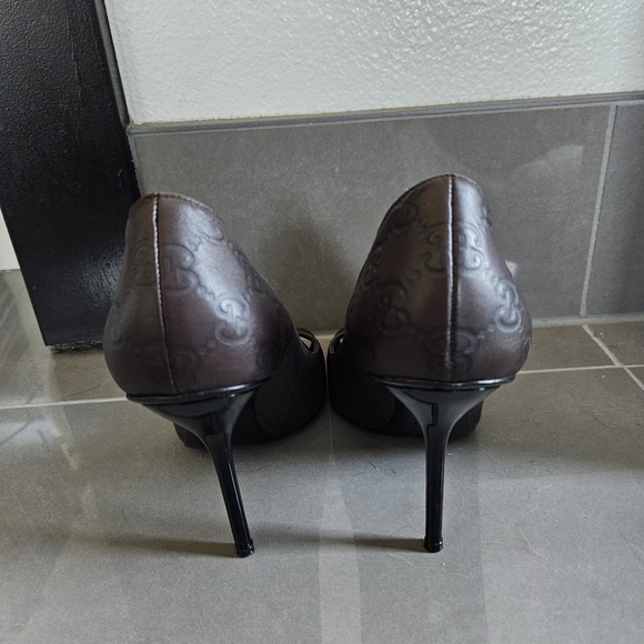 Gucci Chocolate Brown Peep-toe Heels - Picture 2 of 4
